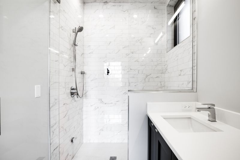 Elegant Shower with Marble Tiles